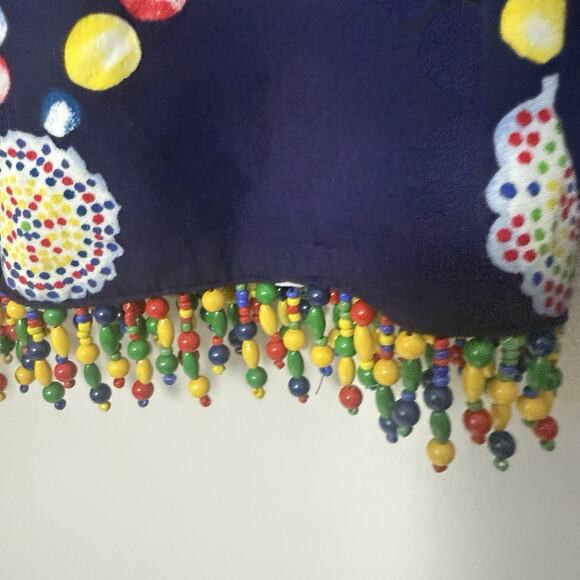 Platinum Dorothy Schoelen Blue Beaded Lagen Art Crop Blazer Jacket Small - Picture 7 of 10